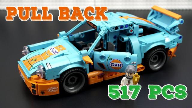 樂高汽車:回拉磚保時捷設定的速度構建及評審|非官方的樂高