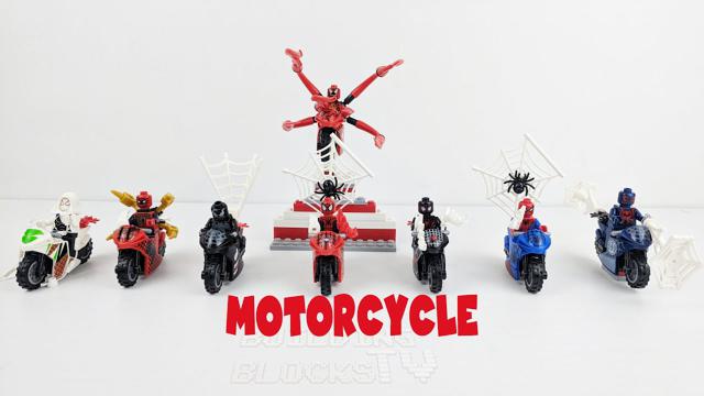 樂高蜘蛛俠摩托車|包括8 minifigures和8摩托車|非官方的樂高